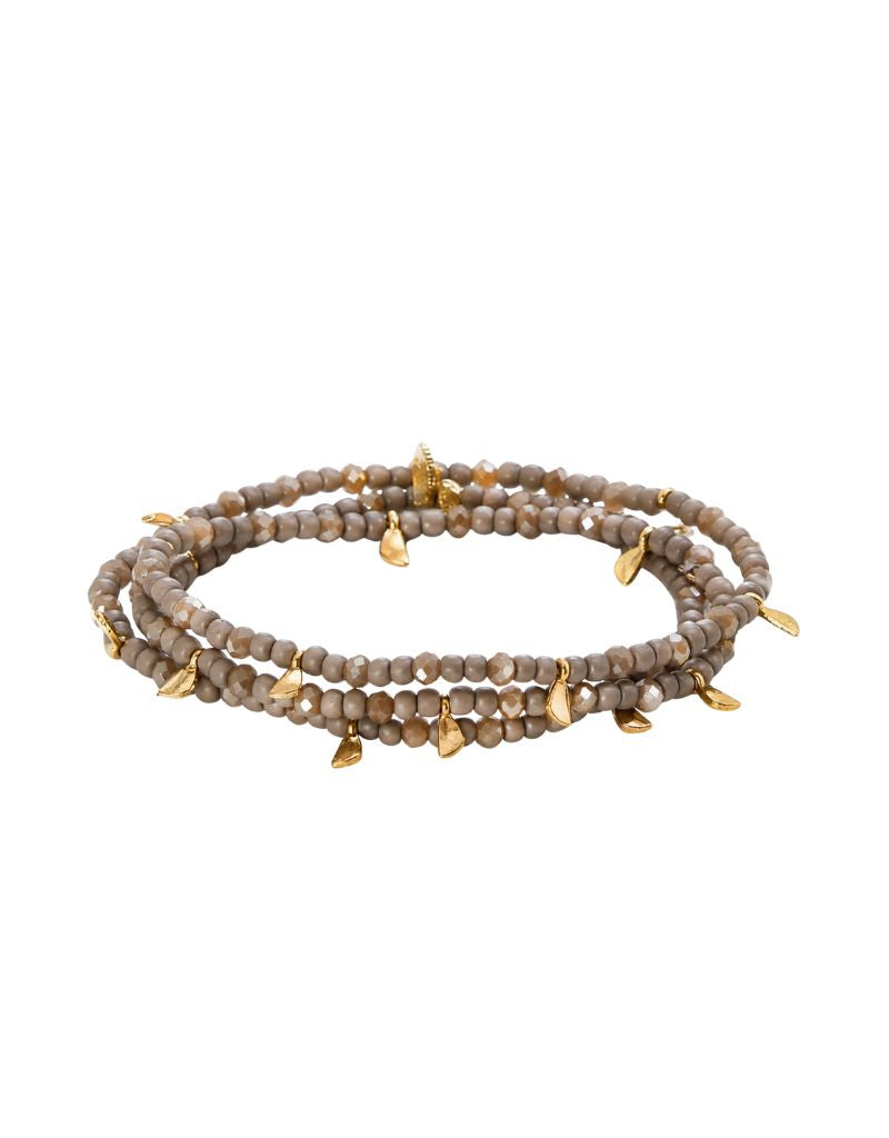 Marlyn Schiff 4444B Gold Driftwood Beaded Stretch Bracelet