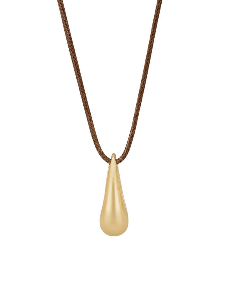 Marlyn Schiff 4499N Gold Brown Teardrop Pendant Cord Necklace