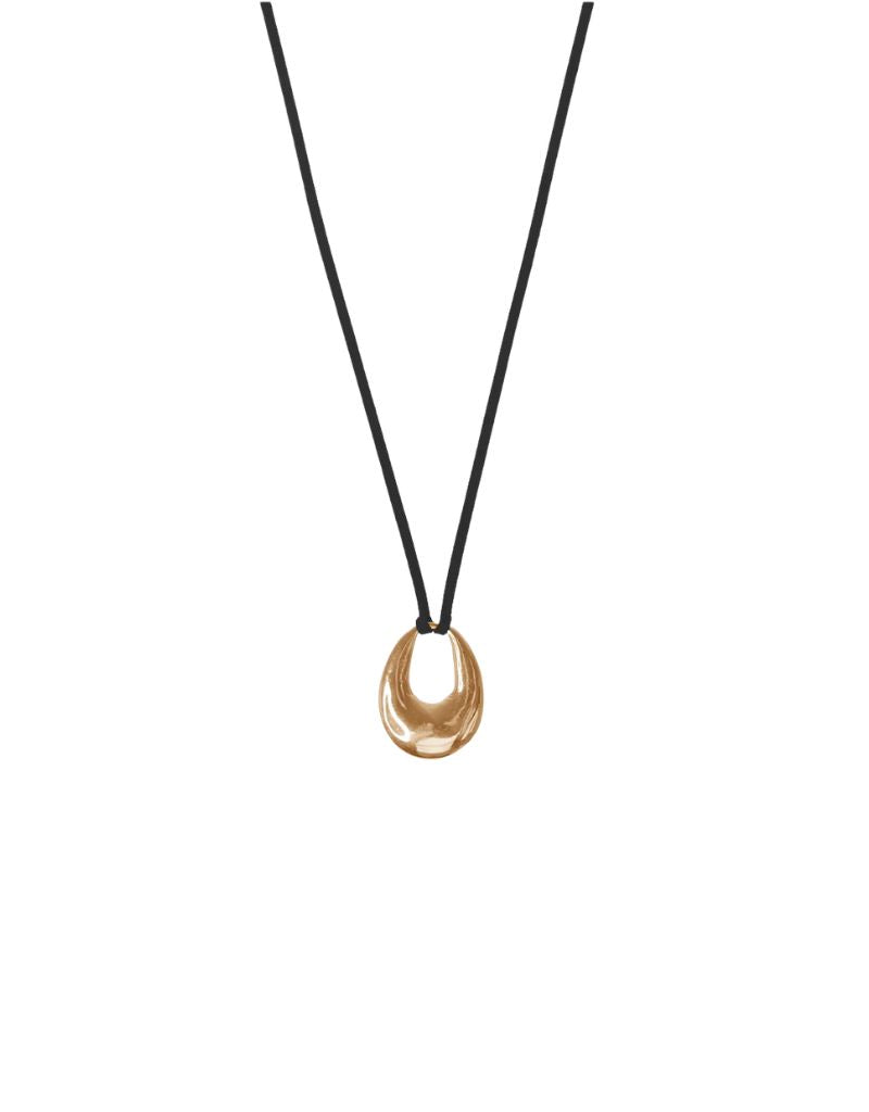 Marlyn Schiff 4504N Gold Black Oval Pendant Suede Cord Necklace