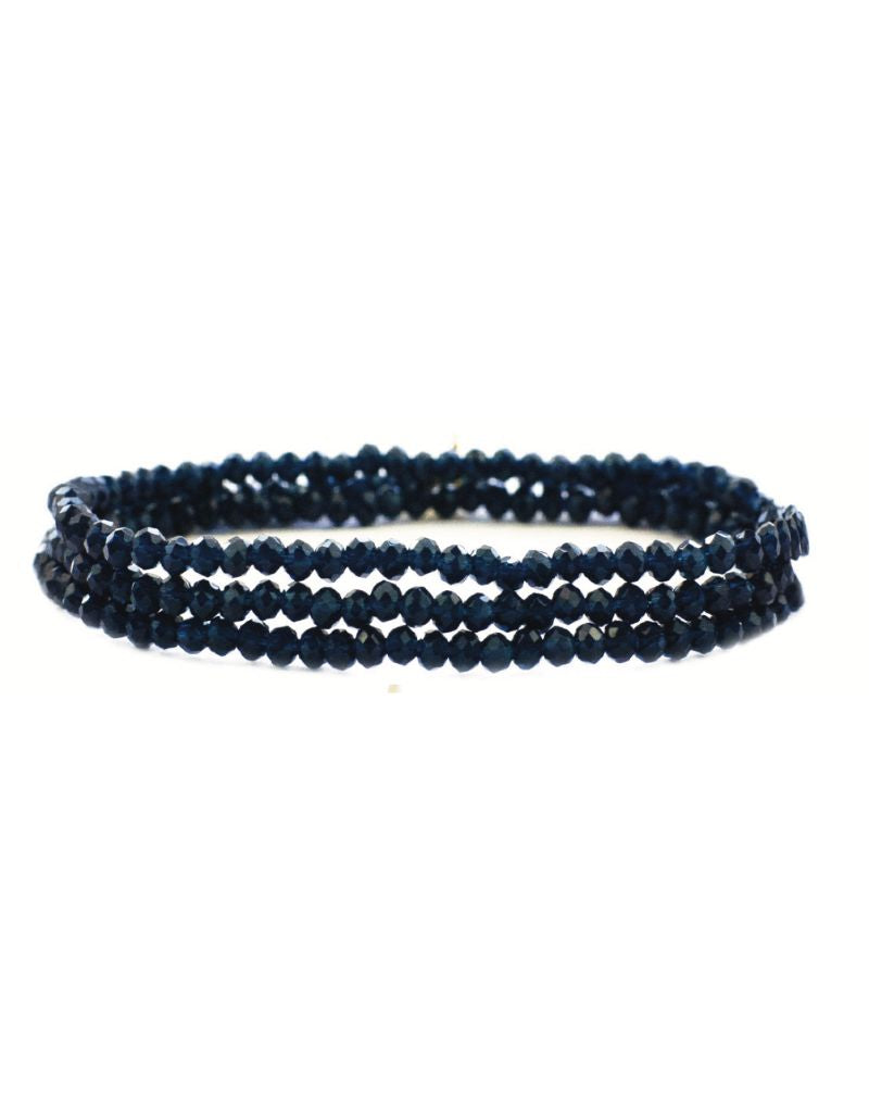 Marlyn Schiff 9686B Navy Mini Stretch Crystal Beaded Bracelet