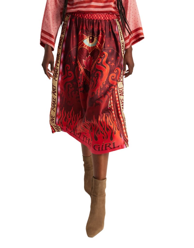 Me369 Vanessa Midi Skirt Red Aura