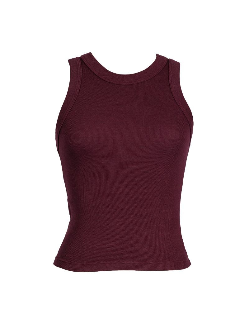 Mila Ribbed Crop Tank Top Pinot