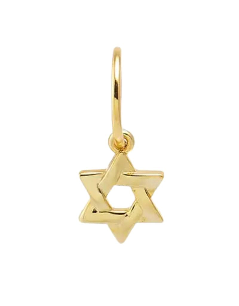 Mini Solid Star Of David Necklace Charm Gold