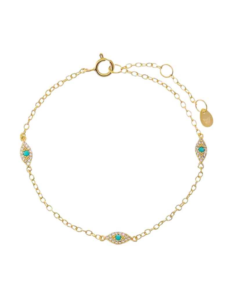 Multi Evil Eye Chain Bracelet Turquoise