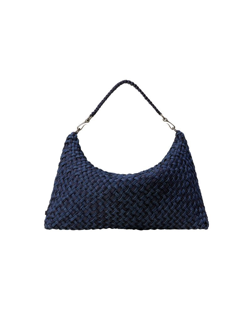 Naghedi Porto Medium Half-Moon Bag Double Weave Indigo