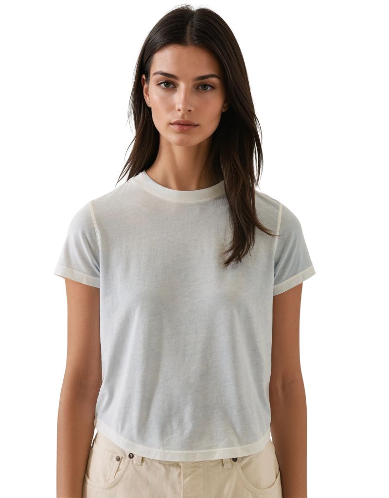 Patrick Assarf SS Pima Reverse Spray Crew Baby Tee Blue Bell