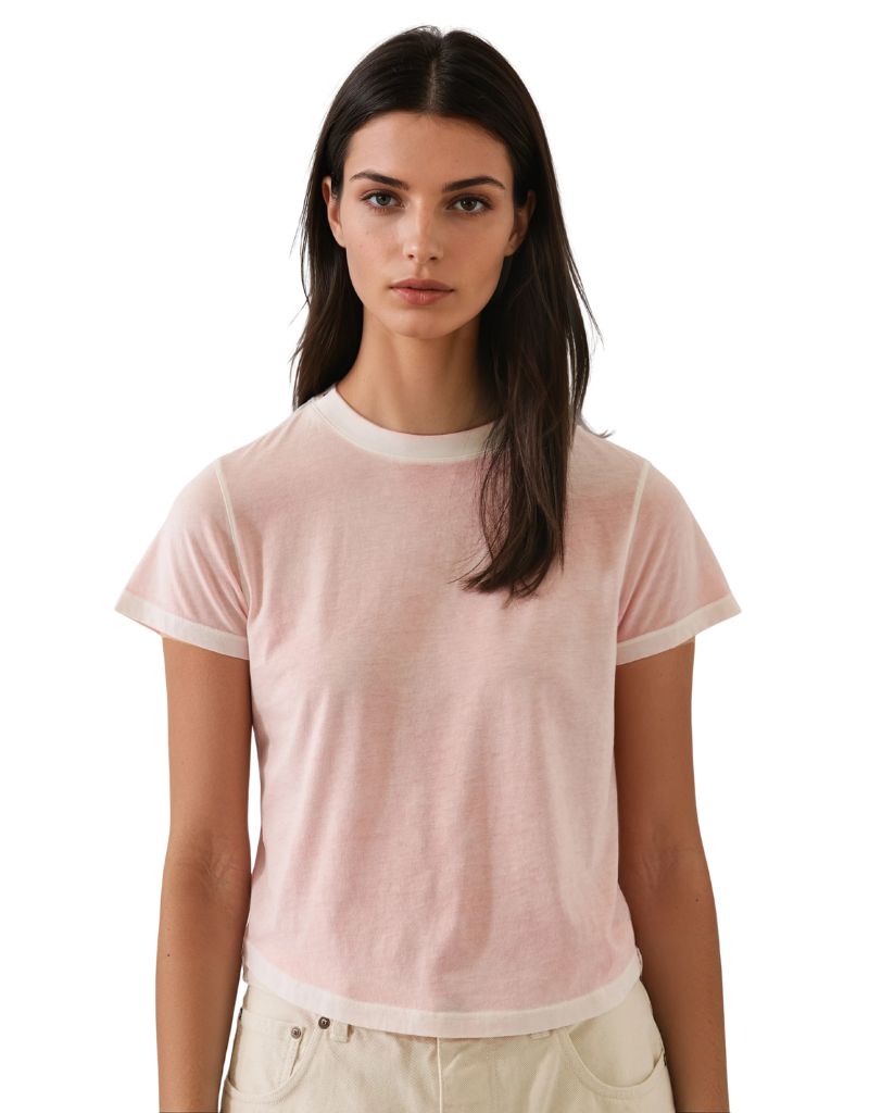 Patrick Assarf SS Pima Reverse Spray Crew Baby Tee Tigerlily
