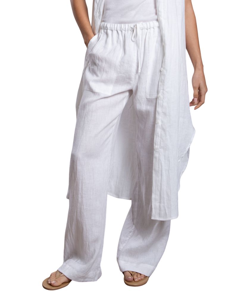 Pharaoh Casey Pant in French Linen White