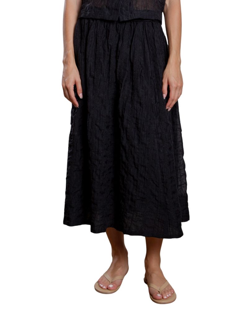 Pharaoh Claudia Skirt in Embroidery Black