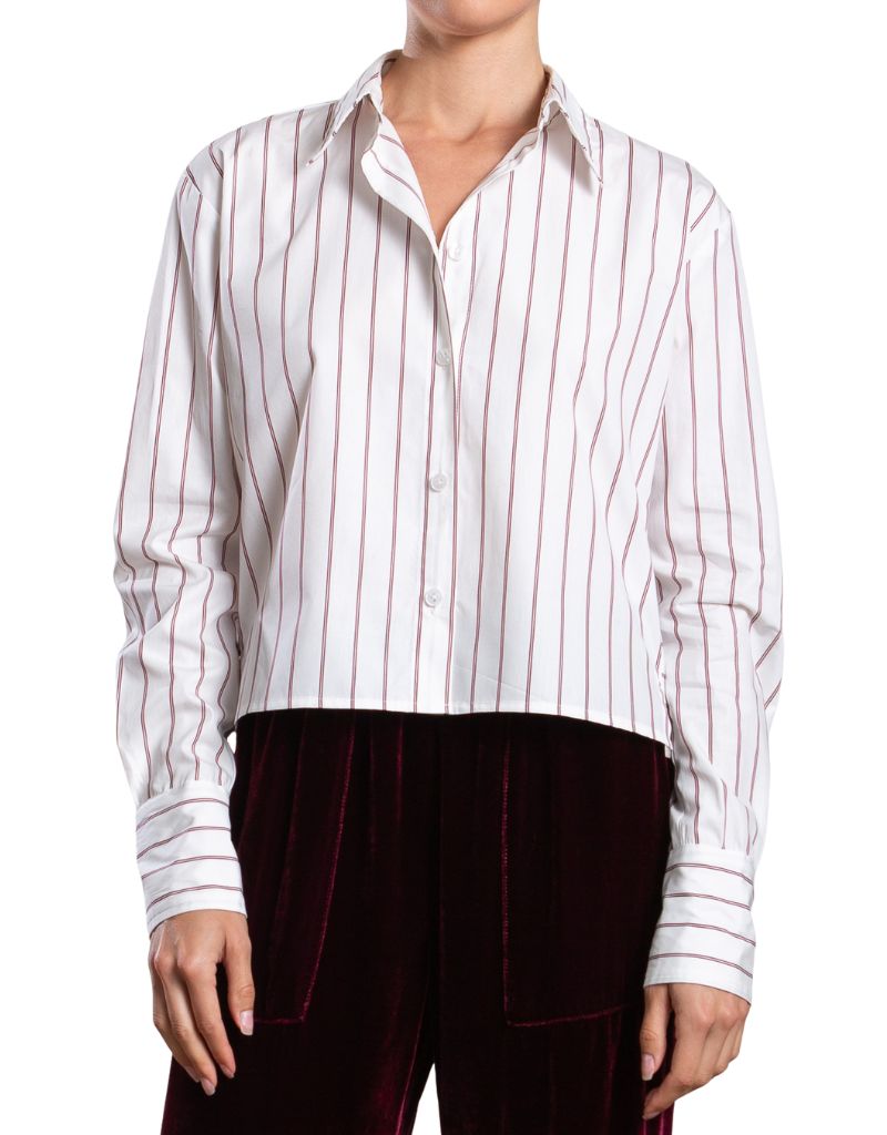 Pharaoh Enzo Shirt in Burgundy Stripe