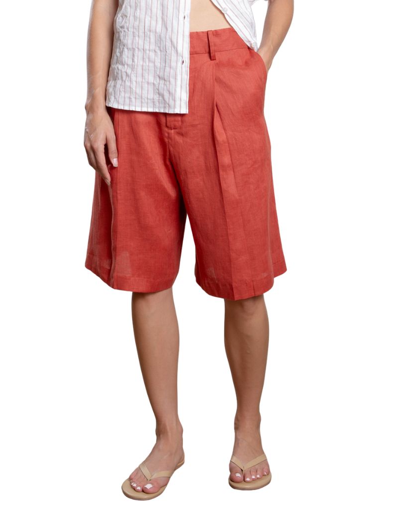 Pharaoh Inez Short in French Linen Persimmon
