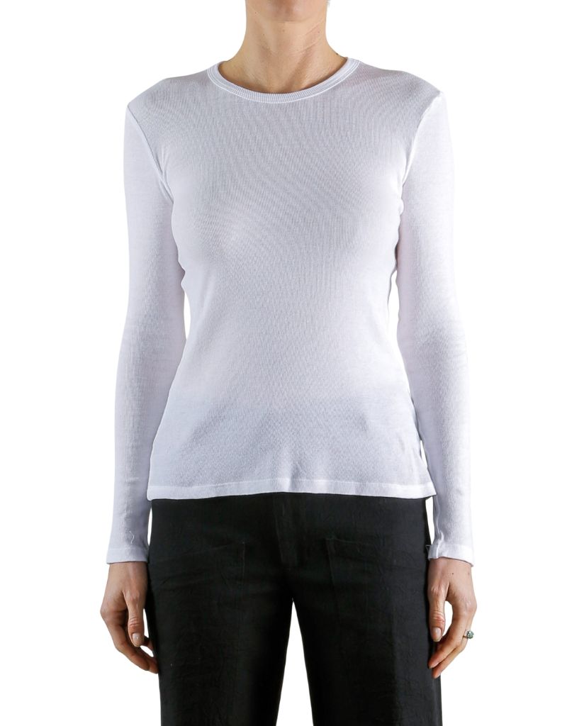 Pharaoh Jimmy Long-Sleeve Tee In Lightweight Rib White