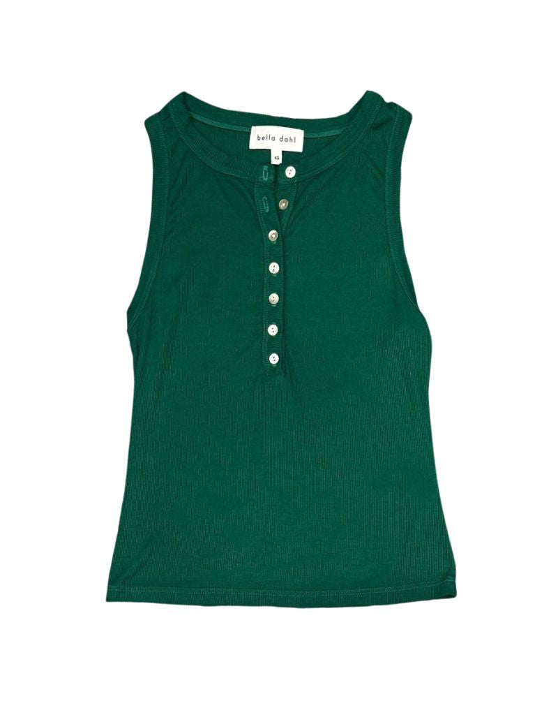 Sleeveless Placket Top Palm Green S26