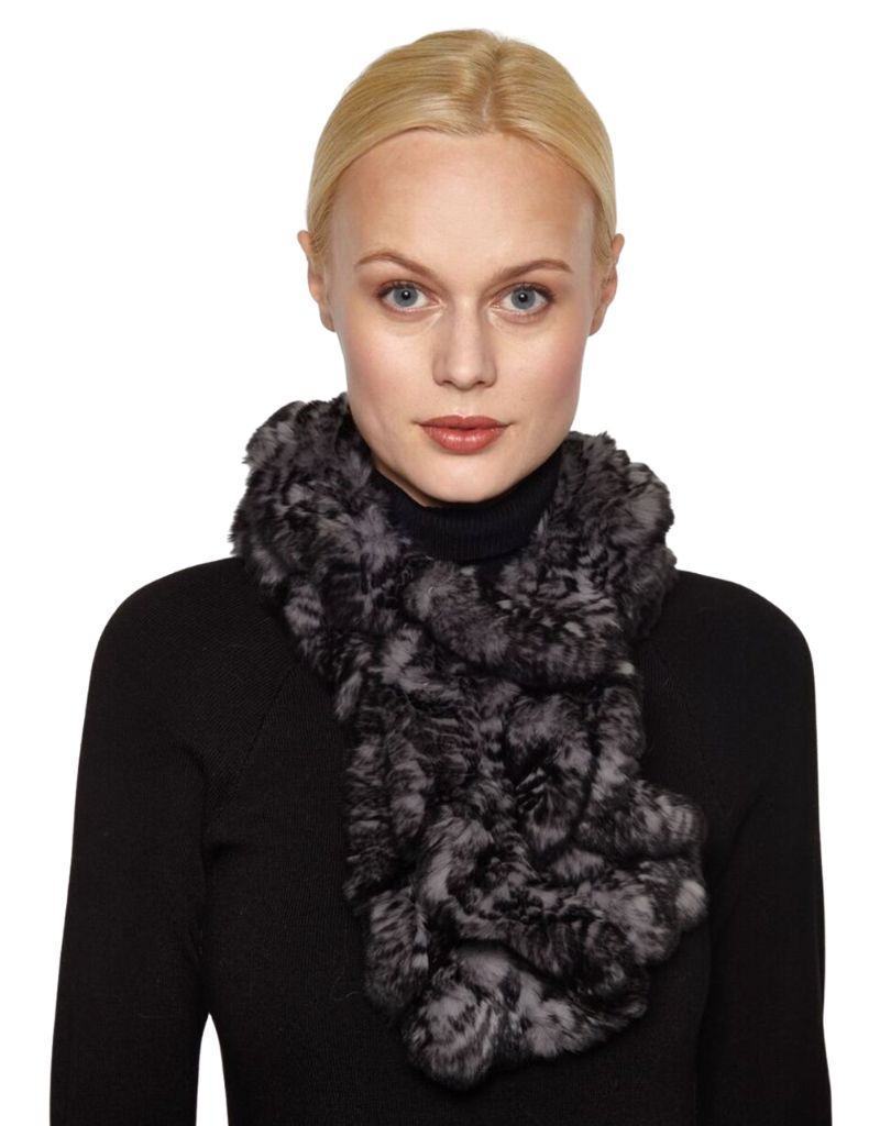 RX-39Rex Ruffle Scarf Charcoal/Black Multi