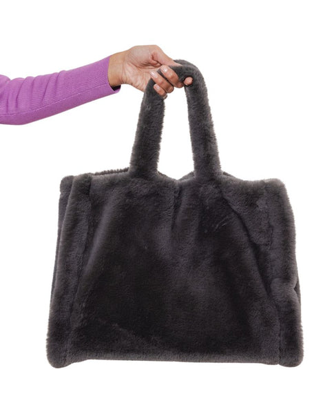 Rino & Pelle | Daan Faux Fur Shopper Graphite | I Am More Scarsdale
