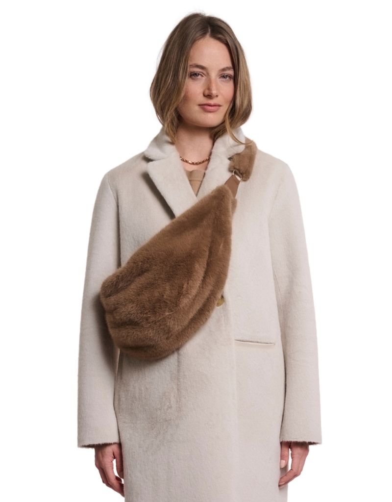 Rino & Pelle Nayla Faux Fur Crossbody Bag Toast