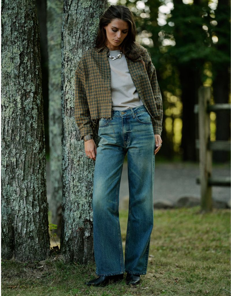 Women's Remi Cropped Shirt in Japanese Tweed Highland Plaid