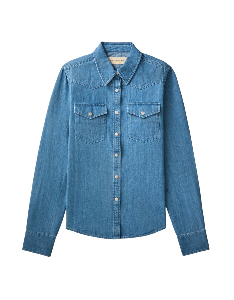 Road to Nowhere Women's Riley Western Denim Shirt Pale Blue