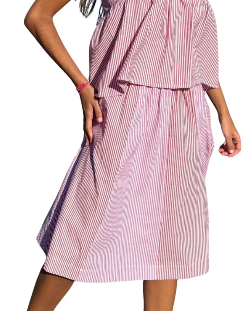 Rose Carmine Skirt Rayures Red Fushia