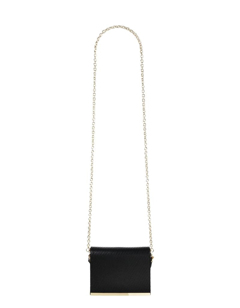 Asymmetric Stitched Napa Crossbody with Bar Hardware SRB-L2491 Black