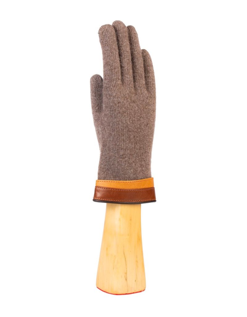 Santacana OST-LC-52 Wool and Cashmere Gloves Double Leather Trim Vison