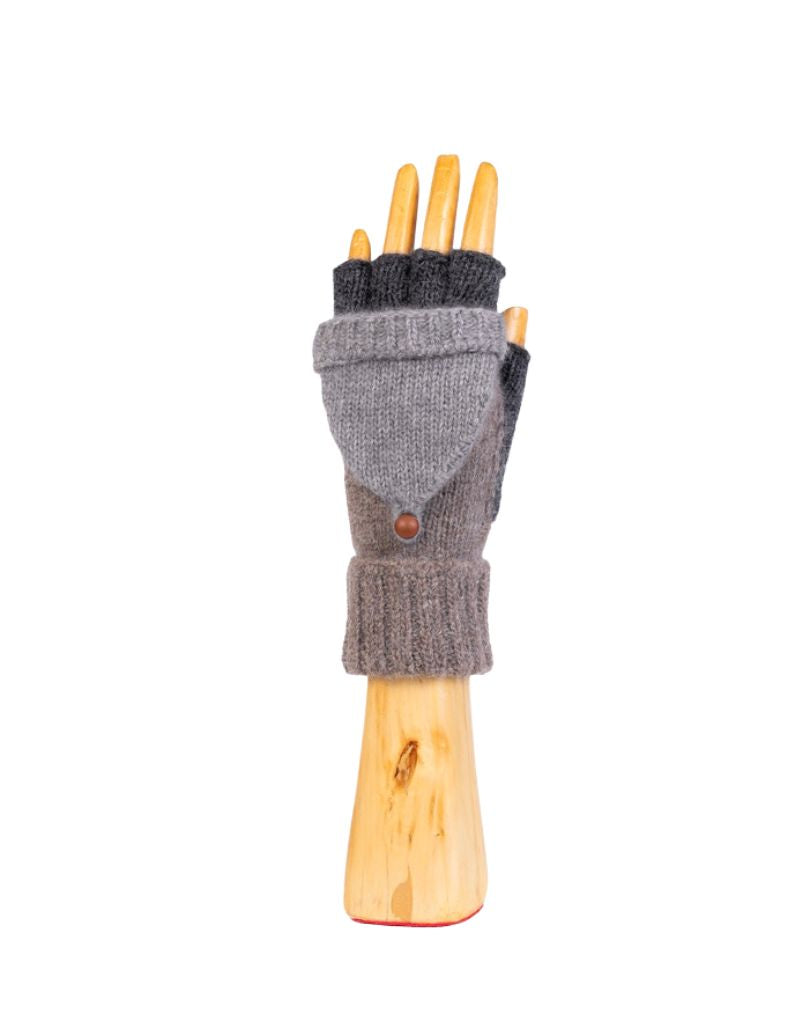 Santacana OST-LN-405 Wool and Angora Mitten Hood and Leather Button Marengo