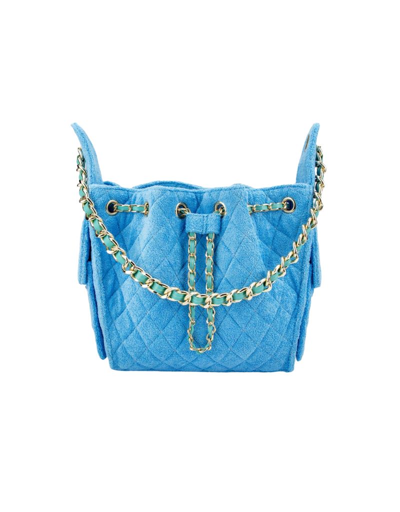 Social Sundaze Cruz Terry Bucket Tote in Powder Blue Small