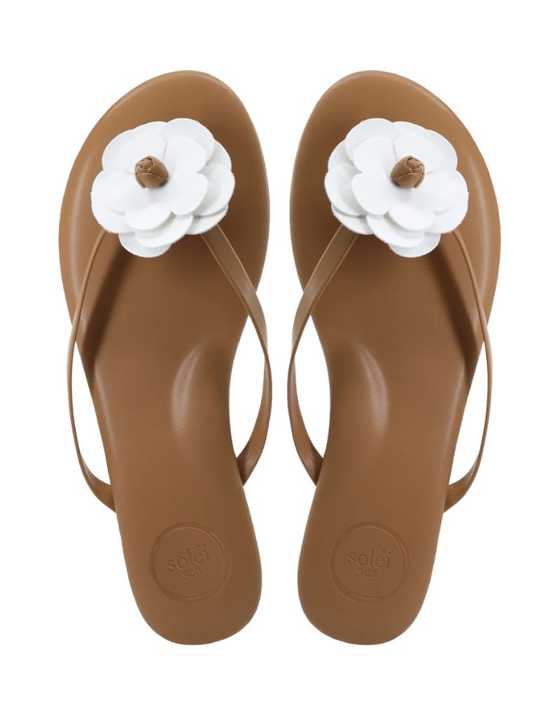 Solei Sea Valentina Flower Sandal Saddle and White