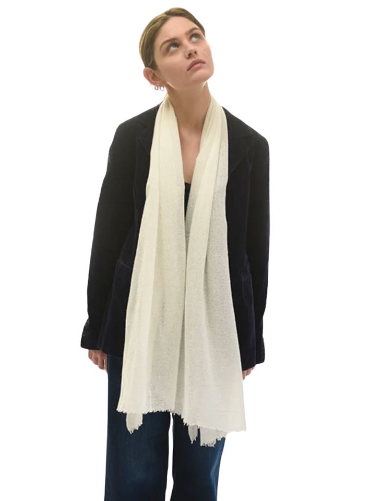Cashmere Whisper Featherweight Stole Scarf Ivory