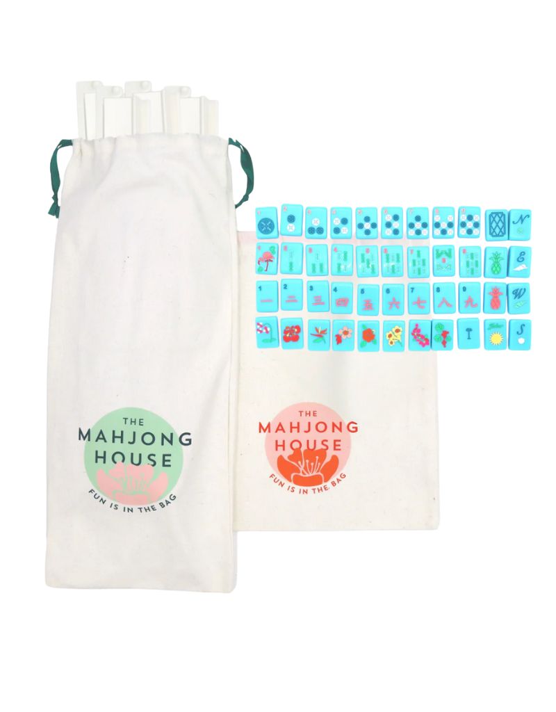 The Mahjong House Island Tile Travel Mahjong Set Bright Blue