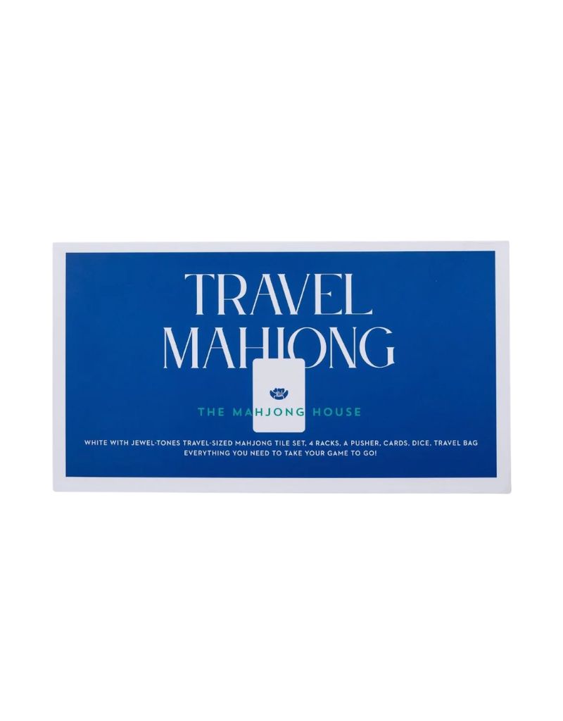 The Mahjong House White with Jewel-Tones Travel Mahjong Set