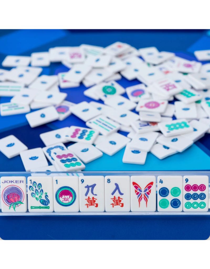 White with Jewel-Tones Travel Mahjong Set