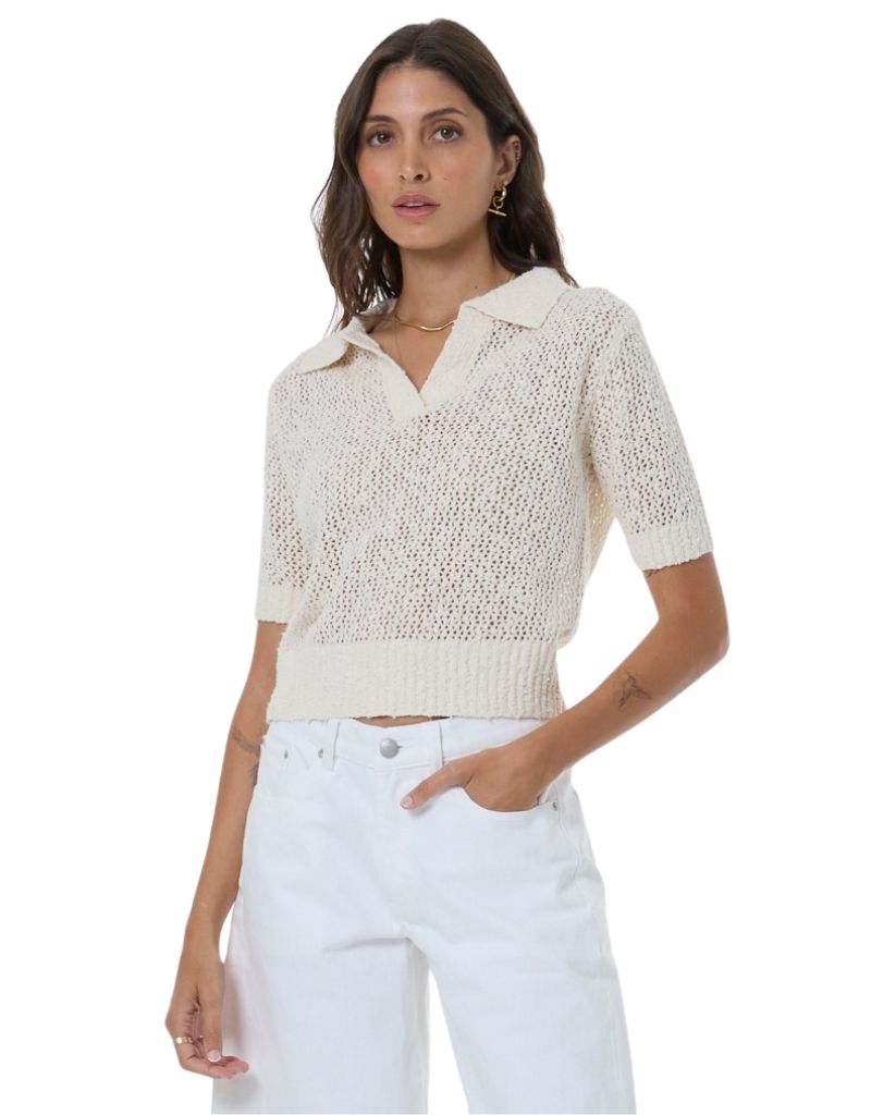 Young Fabulous & Broke Vince Boucle Polo Chalk Solid