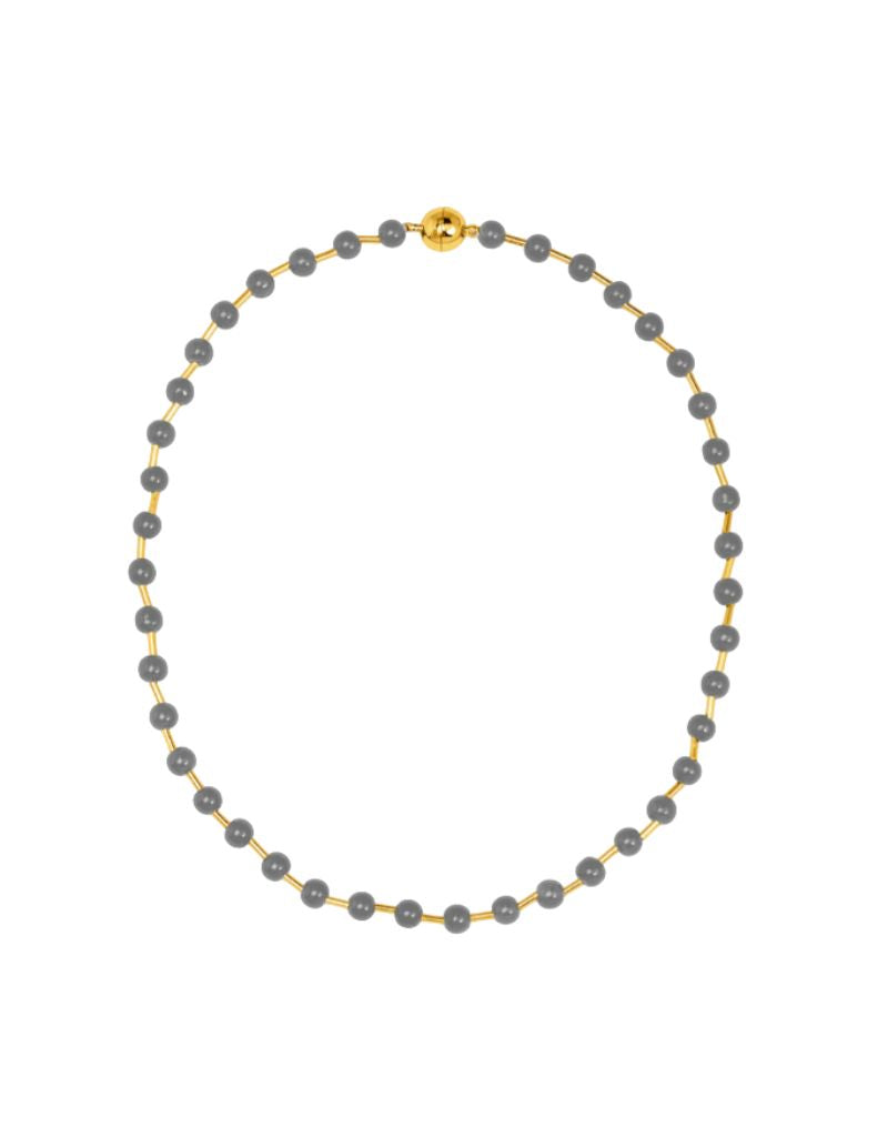 Zenzii N2959 Gray Glass Bead Magnet Short Necklace