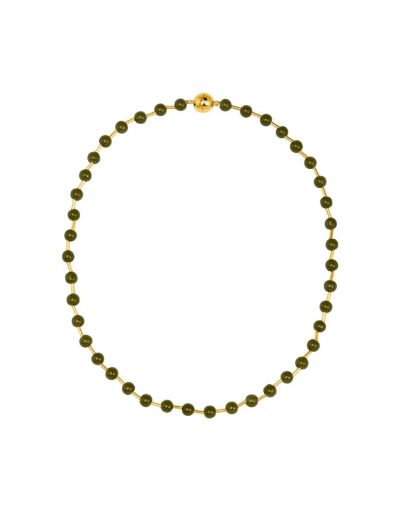 Zenzii N2959 Olive Glass Bead Magnet Short Necklace