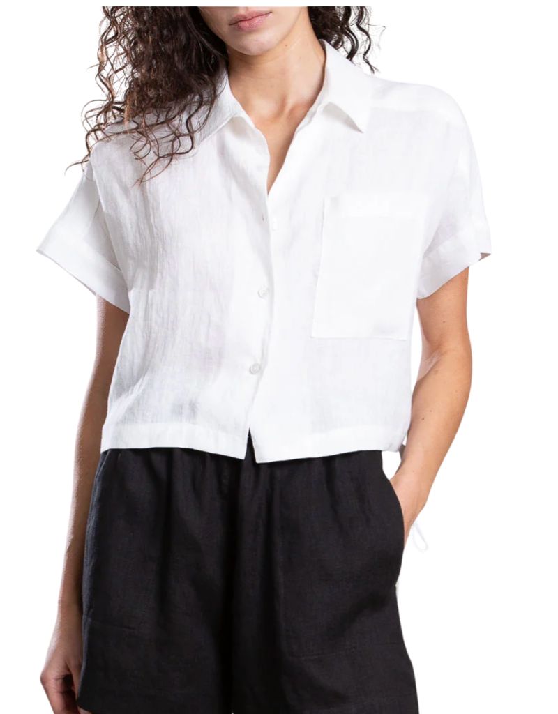 Zoey Shirt in French Linen White