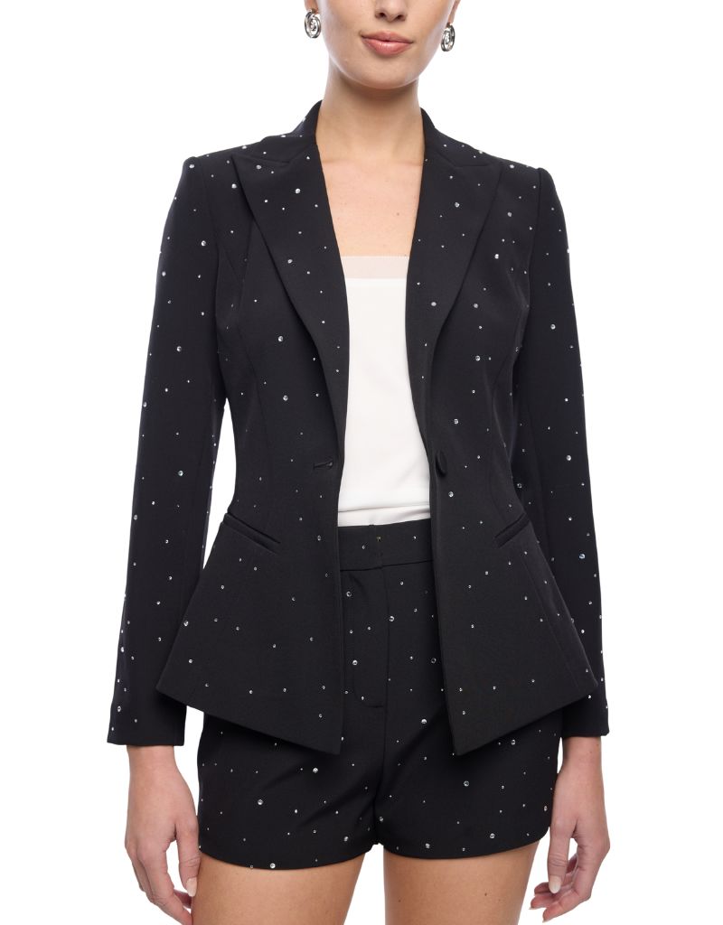 Naomi Crystal Crepe Blazer Black