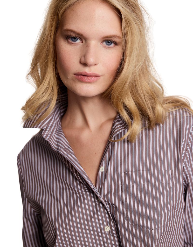 The LS Boxy Crop Brown White Stripe