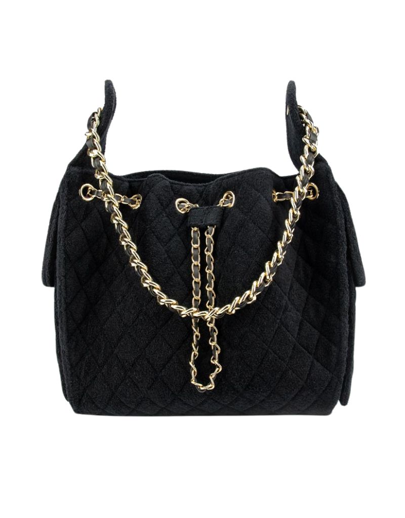 Cruz Terry Bucket Tote in  Jet Black Large