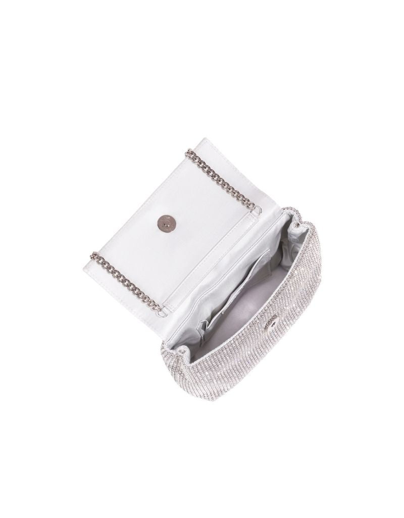 Rhinestone Flap Bag with Chain Strap SRB-E3996 Silver
