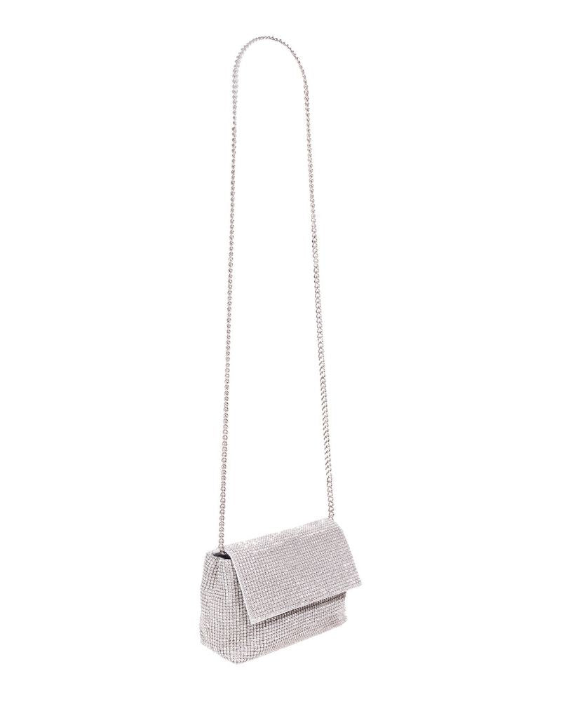 Rhinestone Flap Bag with Chain Strap SRB-E3996 Silver