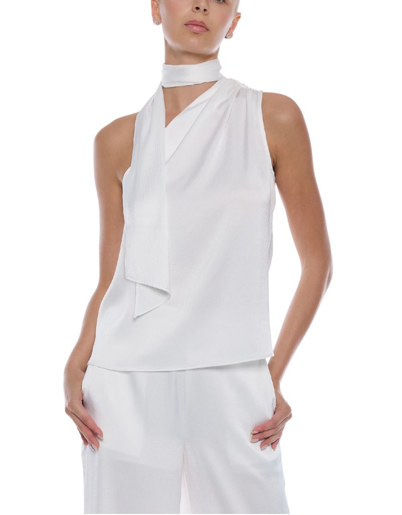 Caliope Hammered Scarf Blouse White