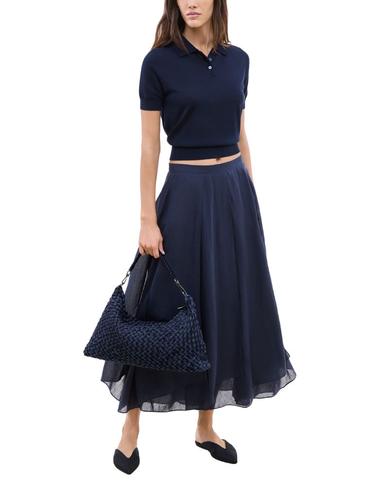 Porto Medium Half-Moon Bag Double Weave Indigo