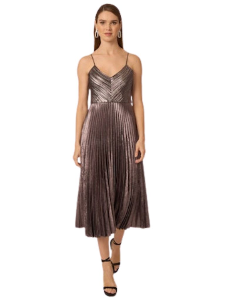 Indie Dress Silver Metallic Pleating