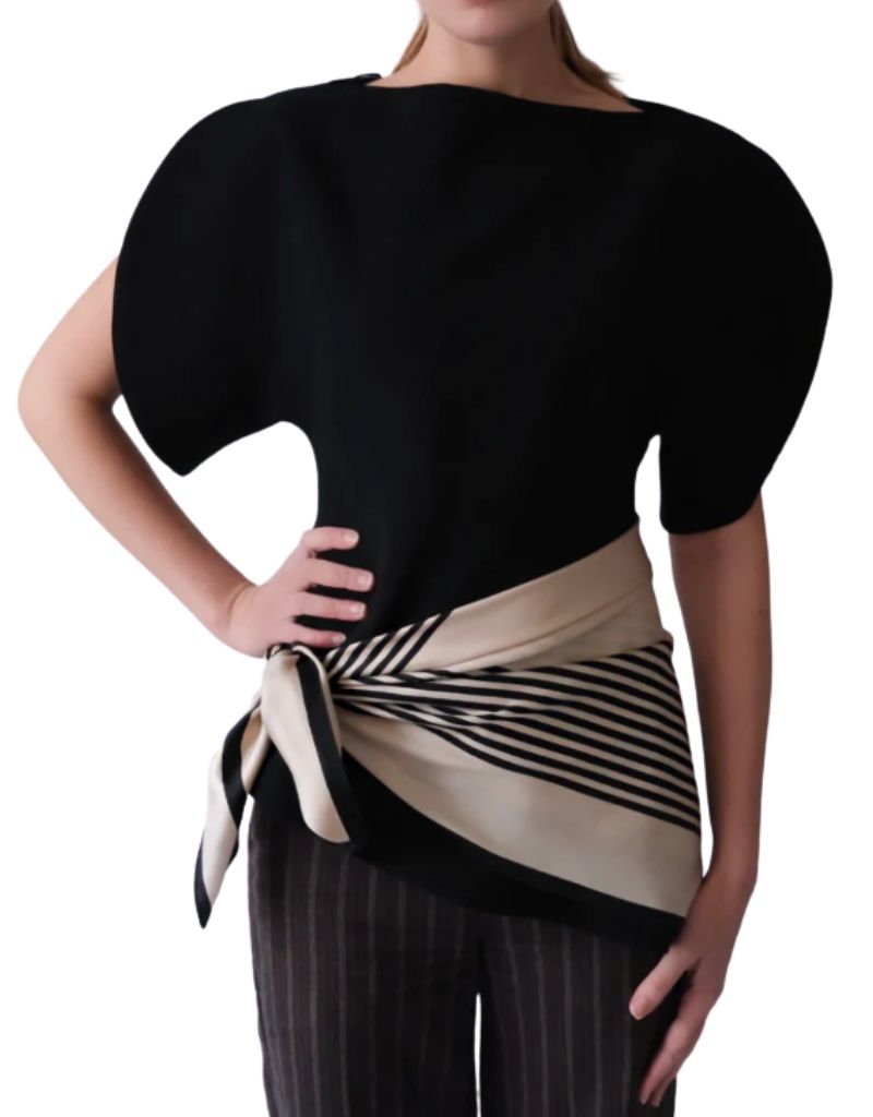 No. 1 Sand and Black Scarf 90cm