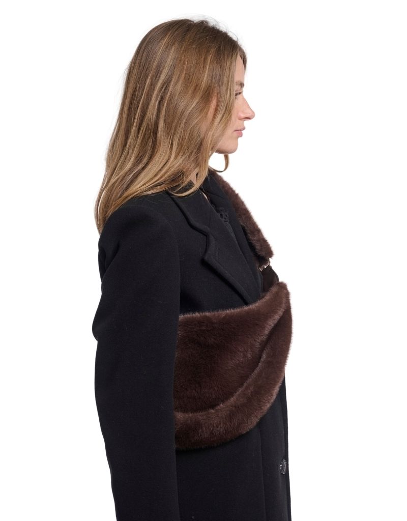 Nayla Faux Fur Crossbody Bag Coffee Roast F26