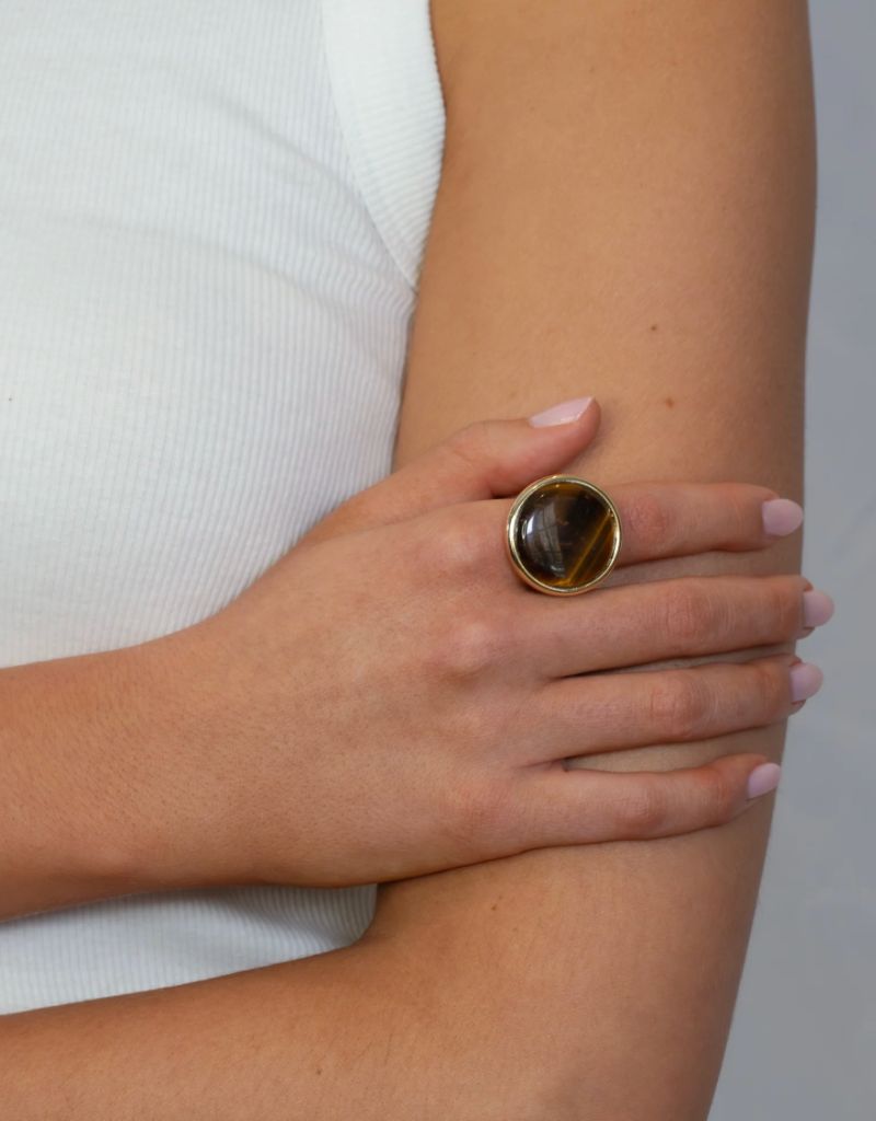 4281R Gold Tigers Eye Adjustable Statement Ring
