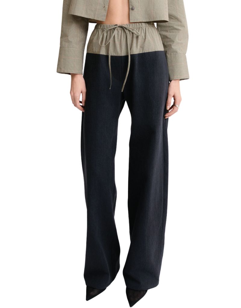 Drawstring Combo Pant Faded Black Denim F26