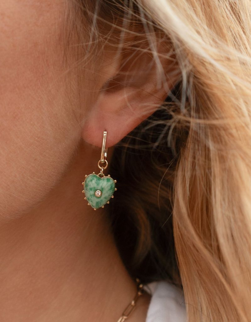 Isabel Green Dot Heart Earrings