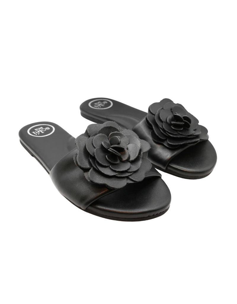 Dahlie Petal Slide Sandal Black